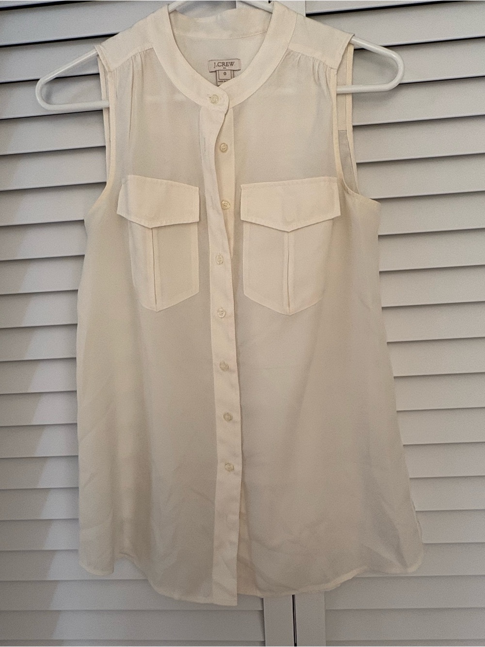 J.Crew Sleeveless Button-Down Utility Blouse - Ivory / Off-White